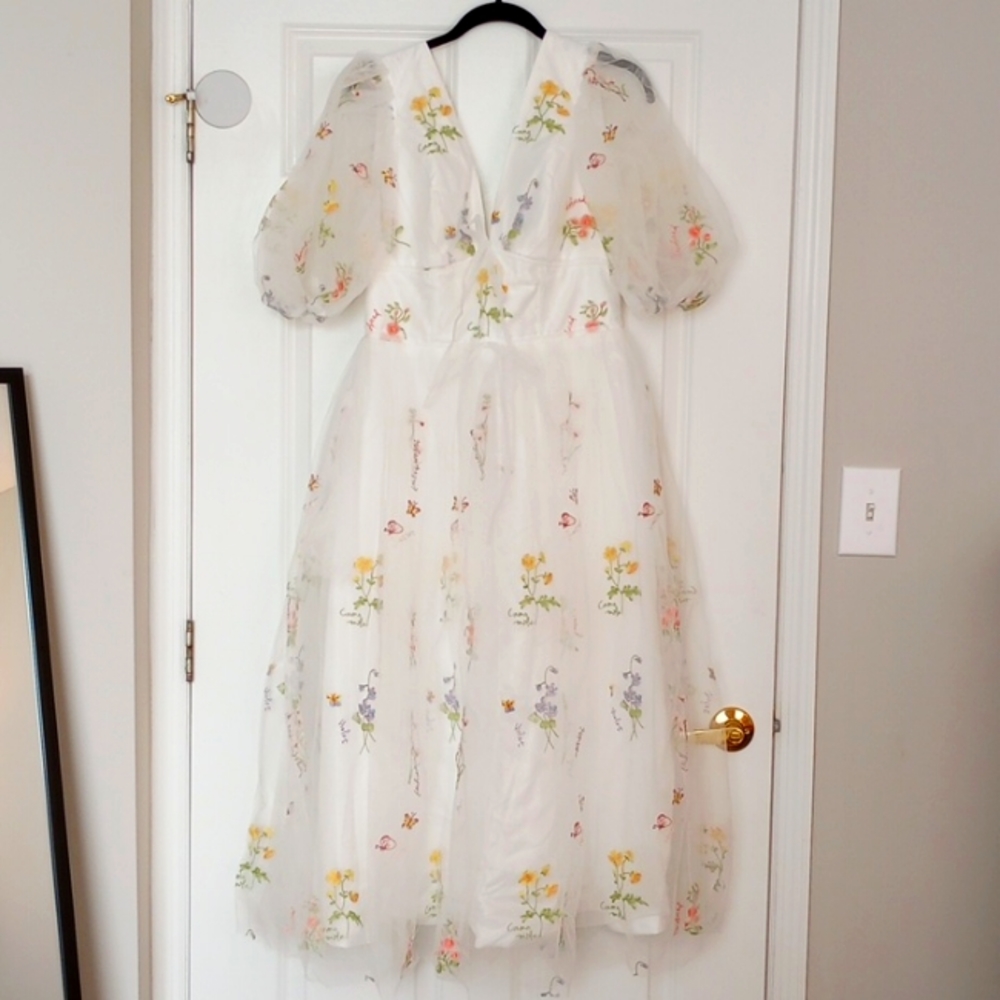 Amazon Floral Embroidered White Dress